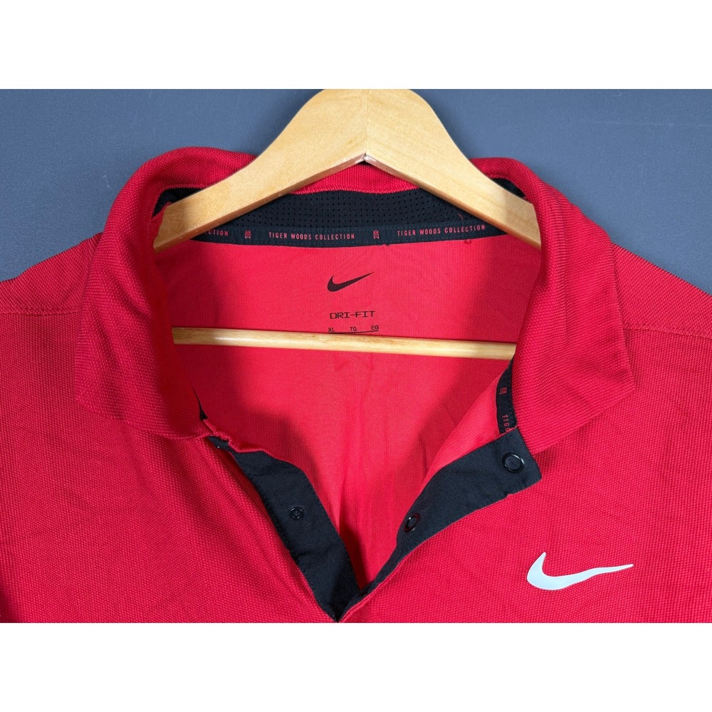 Nike Tiger Woods Collection Dri-FIT Golf Polo Shirt Short Sleeve Red Mens XL